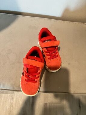 adidas Kids Red Velcro & Lace Casual Sneakers